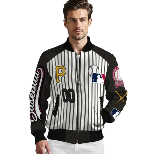 custom pittsburgh pirates eagle baseball black white bomber jacket high quality