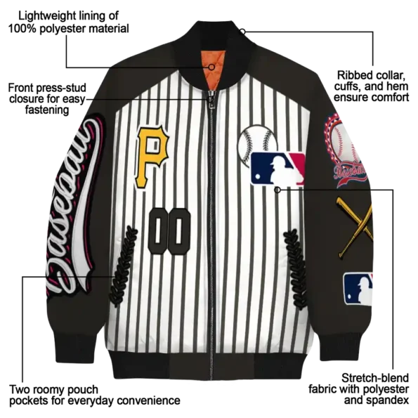 custom pittsburgh pirates eagle baseball black white bomber jacket new arrival