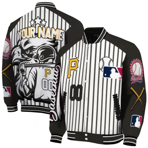 custom pittsburgh pirates eagle baseball black white varsity jacket fashion forward