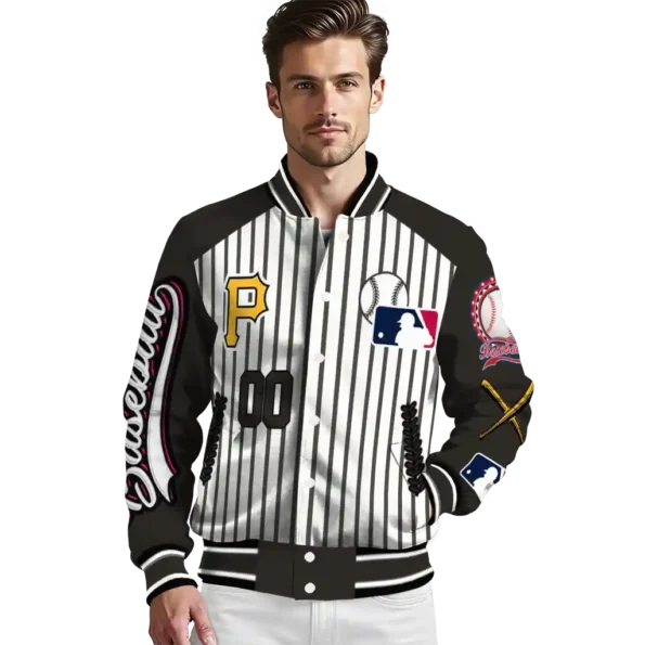 custom pittsburgh pirates eagle baseball black white varsity jacket high quality