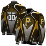 custom pittsburgh pirates mesh chest yellow crocs black varsity jacket best selling
