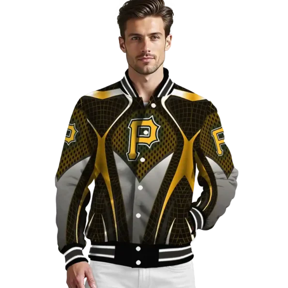 custom pittsburgh pirates mesh chest yellow crocs black varsity jacket high quality