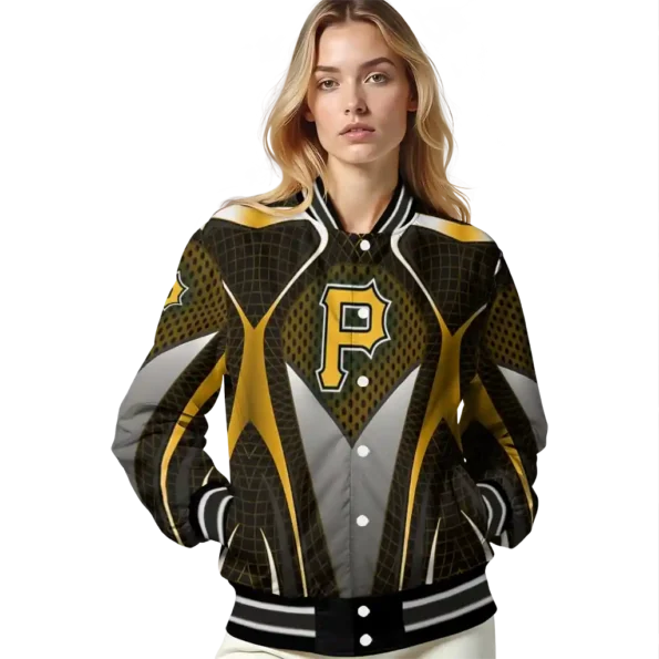 custom pittsburgh pirates mesh chest yellow crocs black varsity jacket latest model