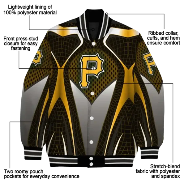 custom pittsburgh pirates mesh chest yellow crocs black varsity jacket new arrival