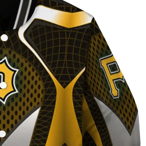 custom pittsburgh pirates mesh chest yellow crocs black varsity jacket premium grade