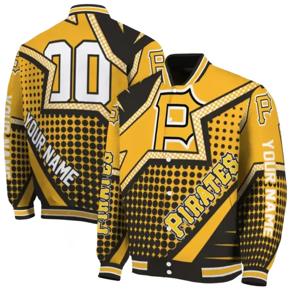 custom pittsburgh pirates star burst black varsity jacket fashion forward
