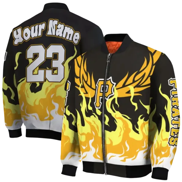 custom pittsburgh pirates winged blaze black white bomber jacket fashion forward