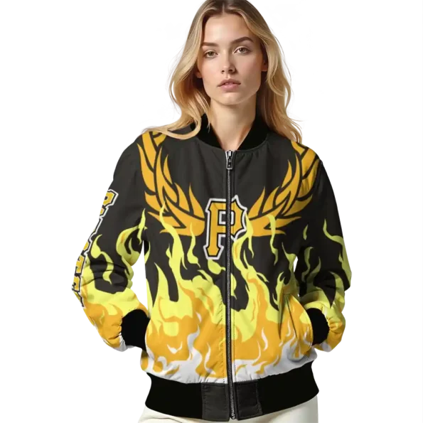 custom pittsburgh pirates winged blaze black white bomber jacket latest model