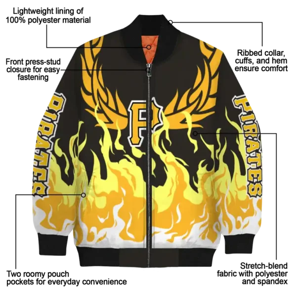 custom pittsburgh pirates winged blaze black white bomber jacket new arrival