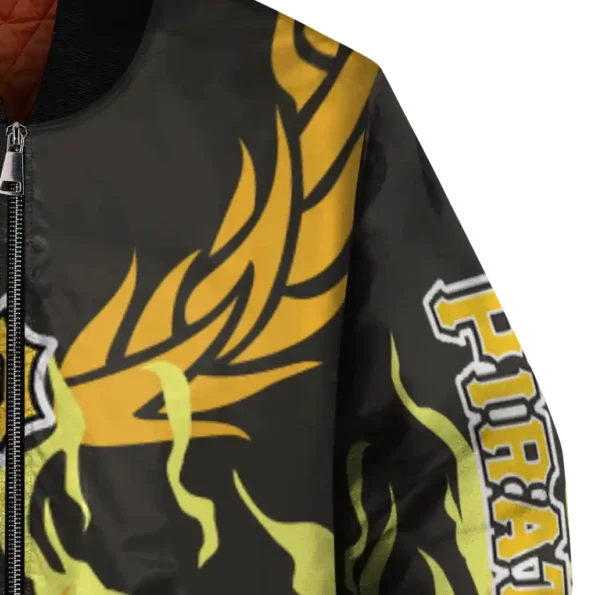 custom pittsburgh pirates winged blaze black white bomber jacket premium grade