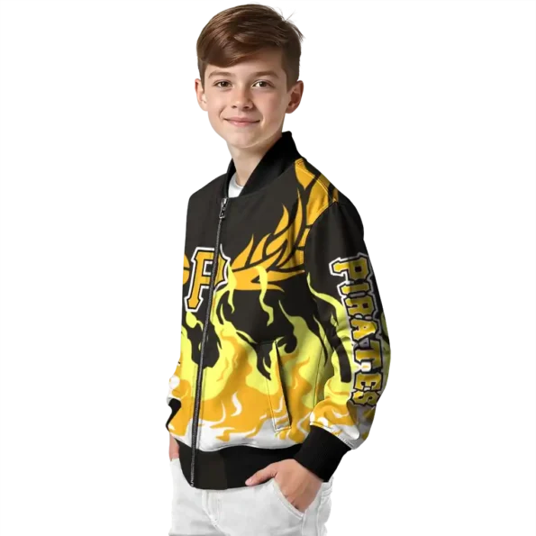 custom pittsburgh pirates winged blaze black white bomber jacket trendy