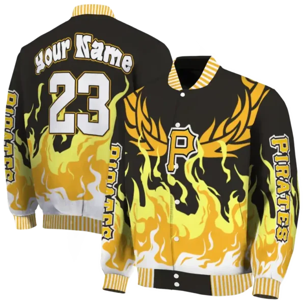 custom pittsburgh pirates winged blaze black white varsity jacket fashion forward