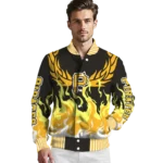 custom pittsburgh pirates winged blaze black white varsity jacket best selling