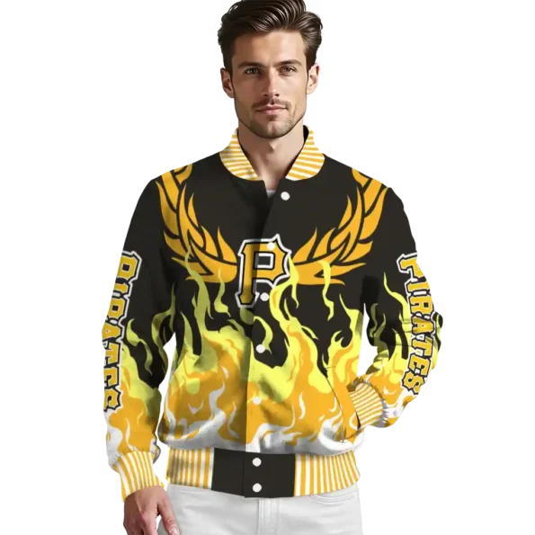 custom pittsburgh pirates winged blaze black white varsity jacket high quality