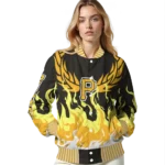 custom pittsburgh pirates winged blaze black white varsity jacket best selling