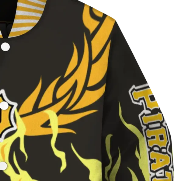 custom pittsburgh pirates winged blaze black white varsity jacket premium grade