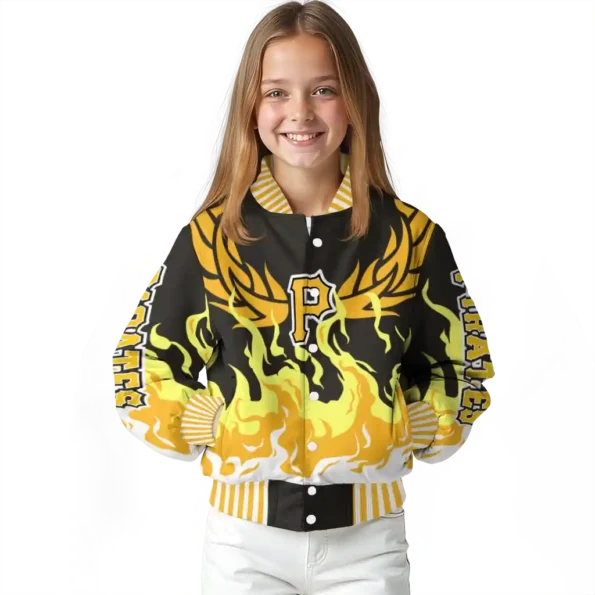 custom pittsburgh pirates winged blaze black white varsity jacket top rated