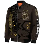custom san diego padres hexagon cluster brown black bomber jacket best selling