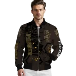 custom san diego padres hexagon cluster brown black bomber jacket best selling