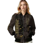custom san diego padres hexagon cluster brown black bomber jacket best selling