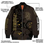 custom san diego padres hexagon cluster brown black bomber jacket best selling