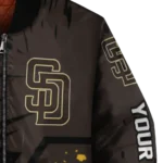 custom san diego padres hexagon cluster brown black bomber jacket best selling