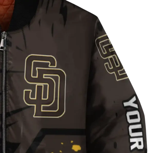 custom san diego padres hexagon cluster brown black bomber jacket premium grade
