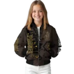 custom san diego padres hexagon cluster brown black bomber jacket best selling