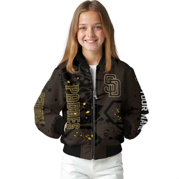 custom san diego padres hexagon cluster brown black bomber jacket top rated