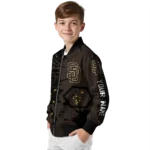 custom san diego padres hexagon cluster brown black bomber jacket best selling