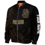 custom san diego padres hexagon mesh brown black bomber jacket best selling