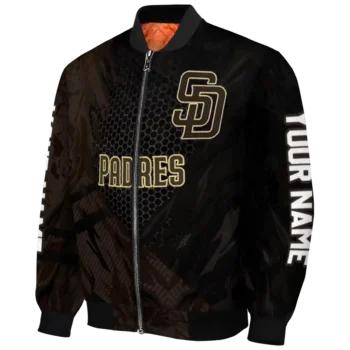 custom san diego padres hexagon mesh brown black bomber jacket best selling