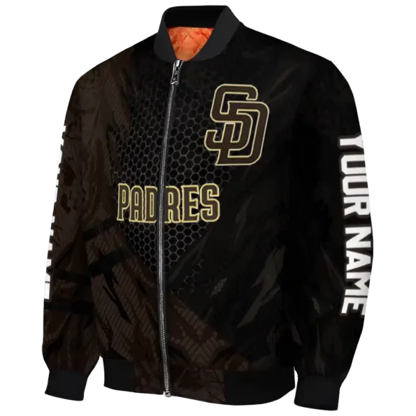 custom san diego padres hexagon mesh brown black bomber jacket best selling