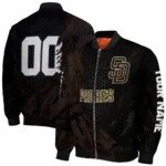 custom san diego padres hexagon mesh brown black bomber jacket best selling