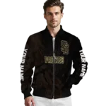 custom san diego padres hexagon mesh brown black bomber jacket best selling