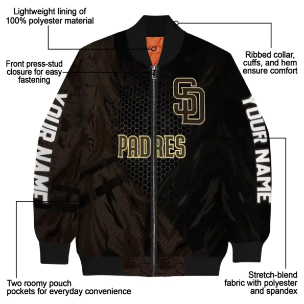 custom san diego padres hexagon mesh brown black bomber jacket new arrival
