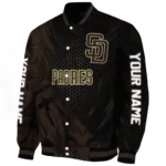 custom san diego padres hexagon mesh brown black varsity jacket best selling