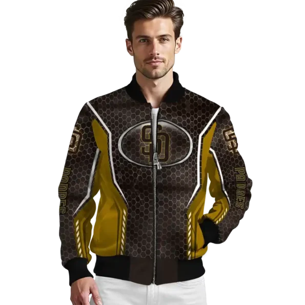 custom san diego padres power plate brown bomber jacket high quality