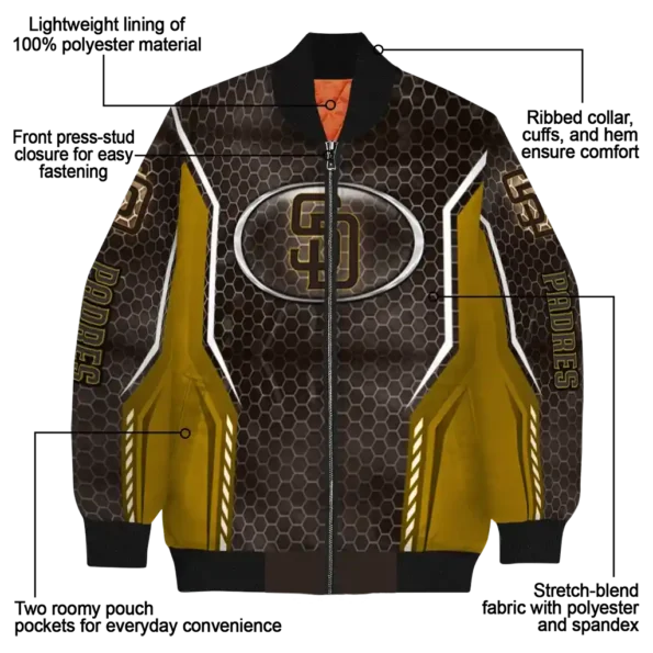 custom san diego padres power plate brown bomber jacket new arrival
