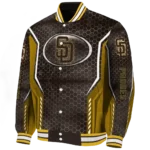 custom san diego padres power plate brown varsity jacket best selling