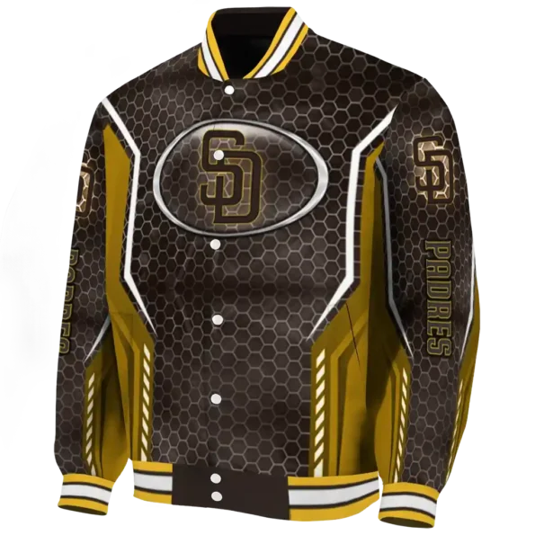 custom san diego padres power plate brown varsity jacket best selling