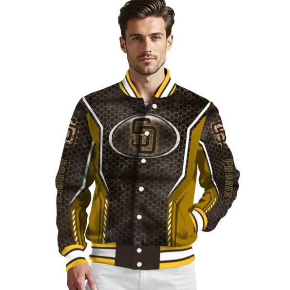 custom san diego padres power plate brown varsity jacket high quality