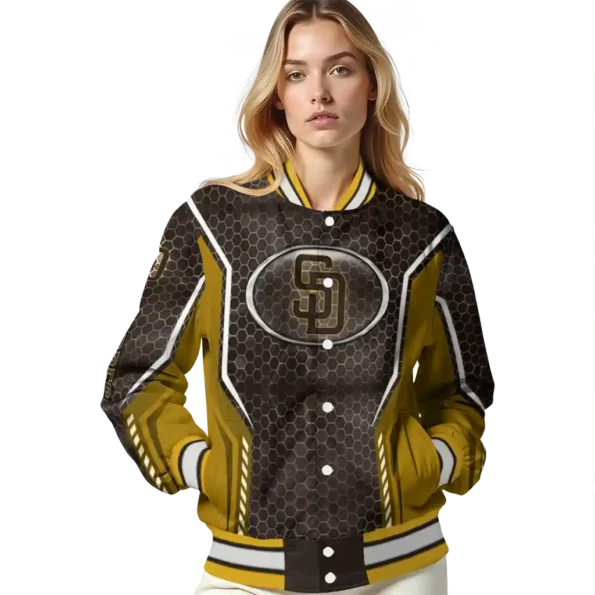 custom san diego padres power plate brown varsity jacket latest model