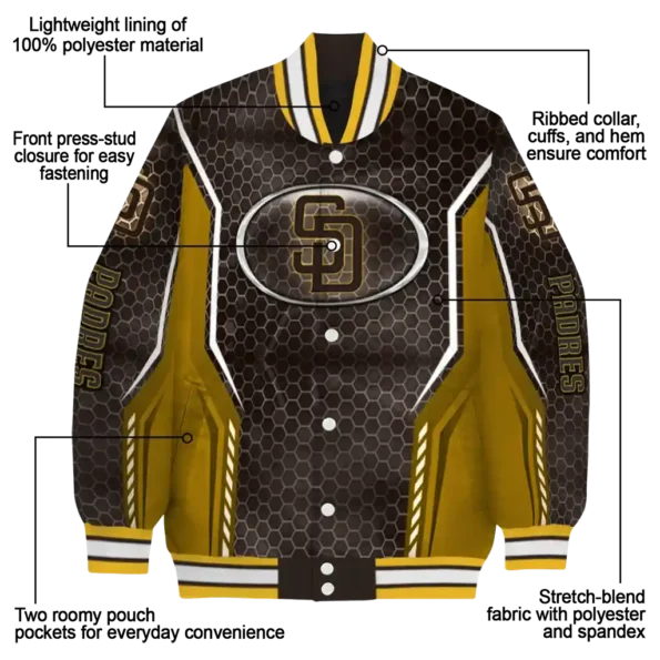custom san diego padres power plate brown varsity jacket new arrival
