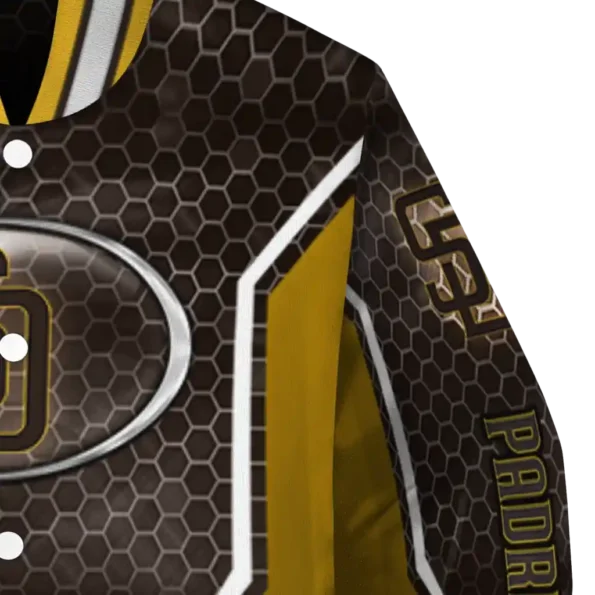 custom san diego padres power plate brown varsity jacket premium grade