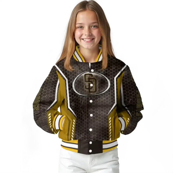 custom san diego padres power plate brown varsity jacket top rated