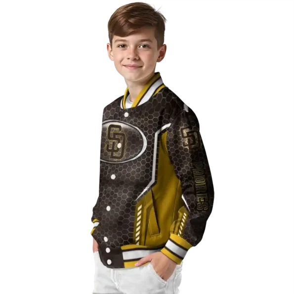 custom san diego padres power plate brown varsity jacket trendy