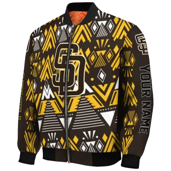 custom san diego padres pyramid shapes brown bomber jacket best selling