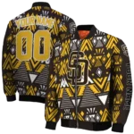 custom san diego padres pyramid shapes brown bomber jacket best selling