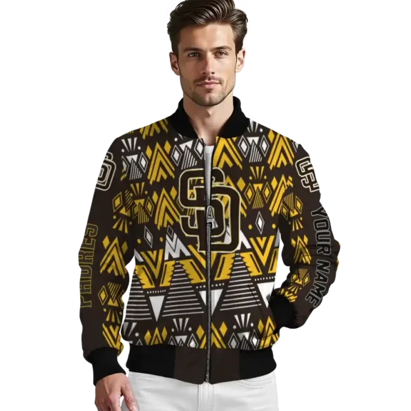 custom san diego padres pyramid shapes brown bomber jacket high quality